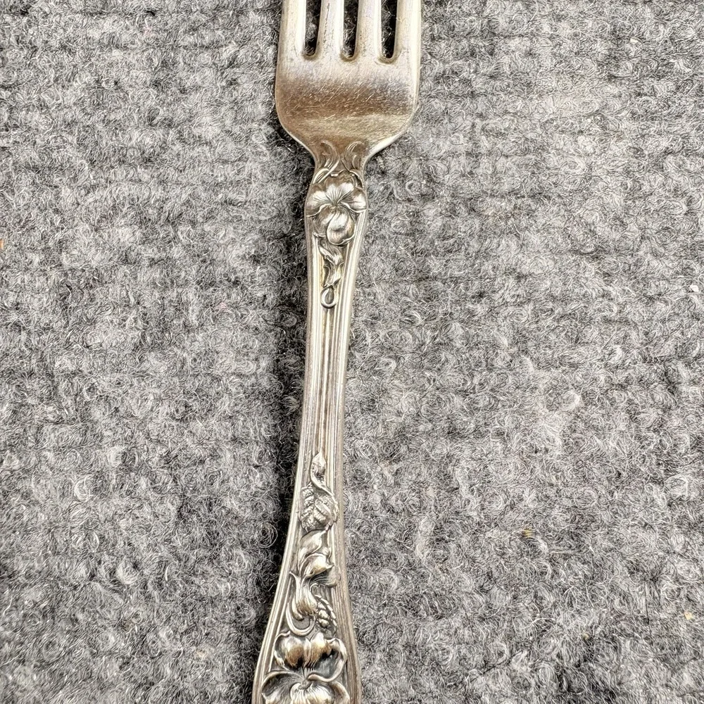 Wallace Violet Sterling Silver Dinner Fork Monogram S Floral Art Nouveau 1904